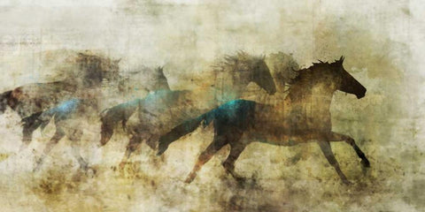 Horses, Beautiful And Free White Modern Wood Framed Art Print with Double Matting by Roko, Ken