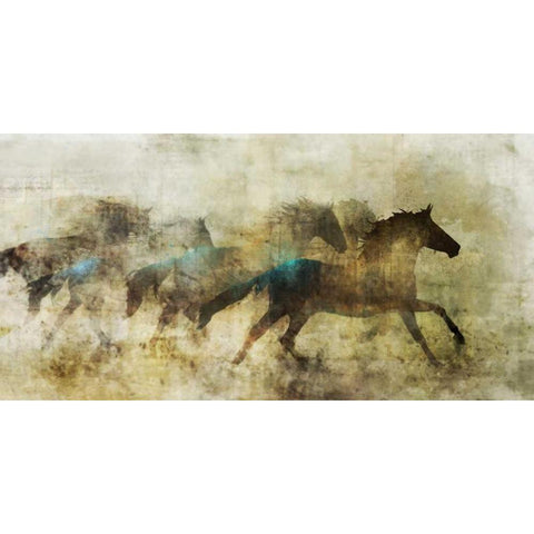 Horses, Beautiful And Free Gold Ornate Wood Framed Art Print with Double Matting by Roko, Ken