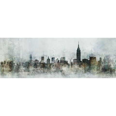 Big City Skyline Black Modern Wood Framed Art Print with Double Matting by Roko, Ken
