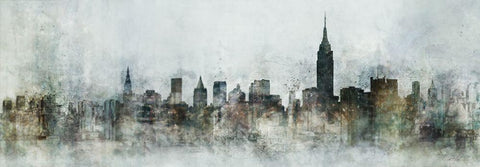 Big City Skyline Black Ornate Wood Framed Art Print with Double Matting by Roko, Ken
