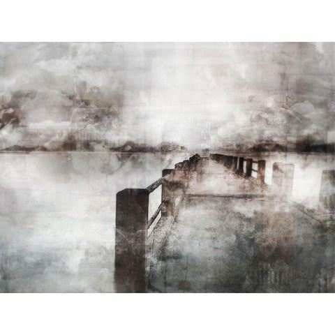 Misty Pier Black Modern Wood Framed Art Print by Roko, Ken