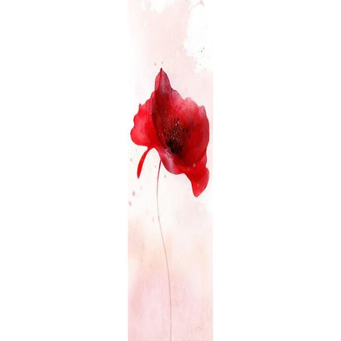 Rain Shower Poppy 1 White Modern Wood Framed Art Print by Roko, Ken