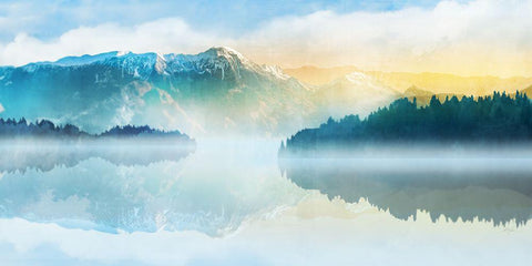 Mountain Lake Black Ornate Wood Framed Art Print with Double Matting by Roko, Ken