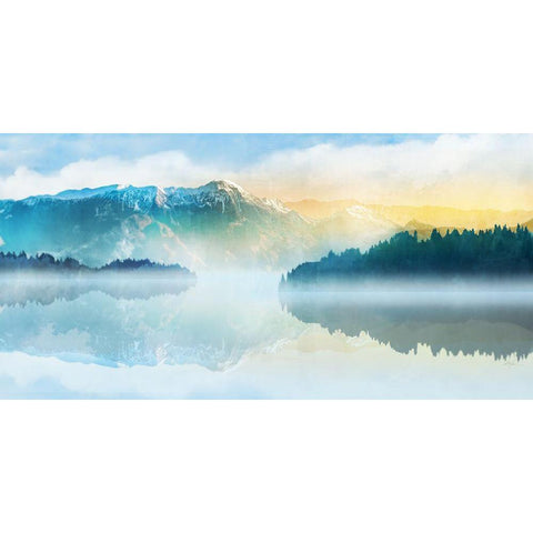 Mountain Lake Black Modern Wood Framed Art Print by Roko, Ken