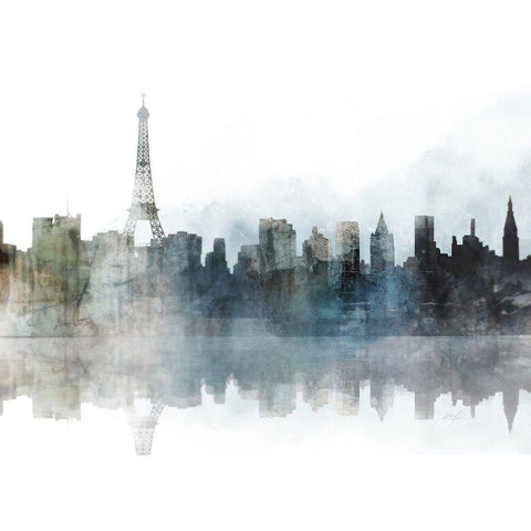 City Mood, Paris Black Modern Wood Framed Art Print with Double Matting by Roko, Ken