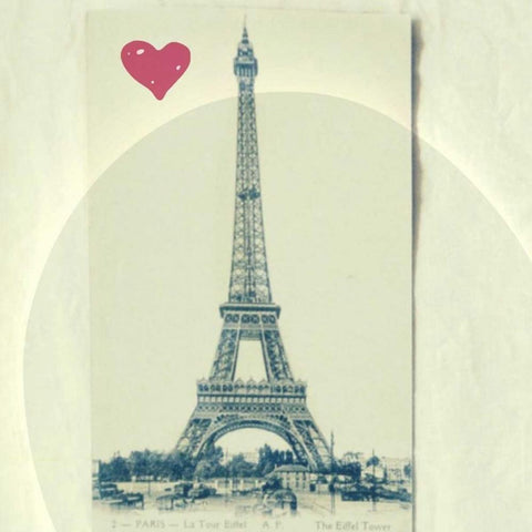 Paris Red Heart White Modern Wood Framed Art Print with Double Matting by Dvorak, Vicki