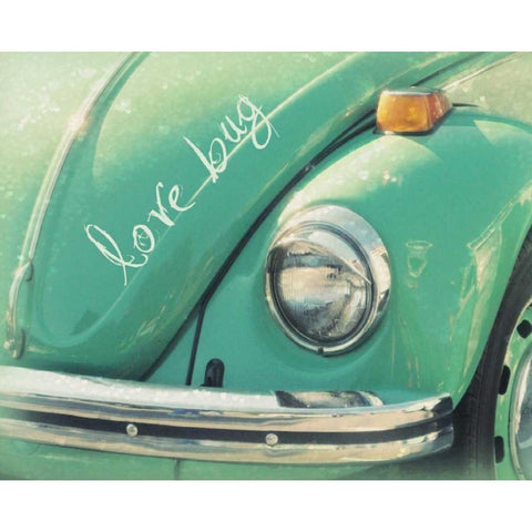Love Bug Green White Modern Wood Framed Art Print by Dvorak, Vicki