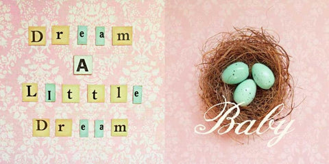 Dream a Little Dream Baby White Modern Wood Framed Art Print with Double Matting by Dvorak, Vicki