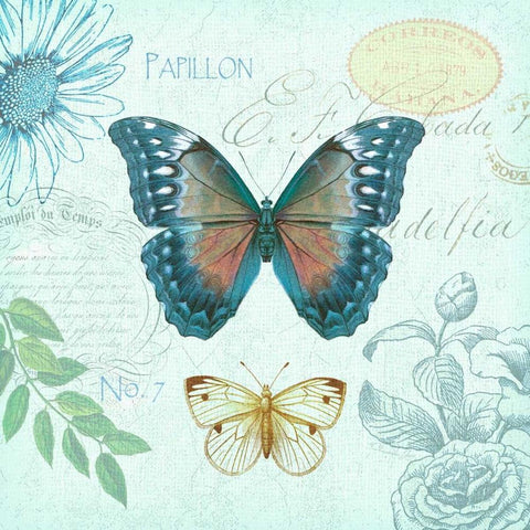 Butterflies and Botanical 1 Black Modern Wood Framed Art Print with Double Matting by James, Christopher