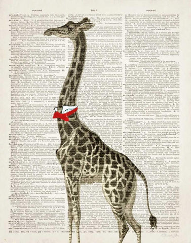 Dapper Giraffe White Modern Wood Framed Art Print with Double Matting by James, Christopher