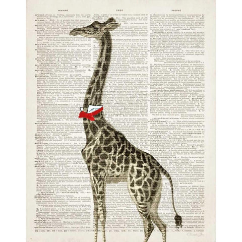 Dapper Giraffe Black Modern Wood Framed Art Print by James, Christopher