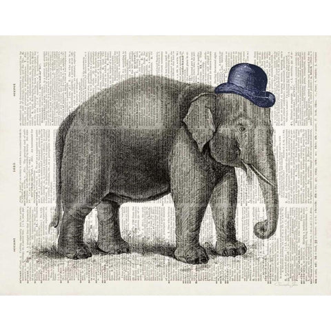 Elephant In A Bowler Black Modern Wood Framed Art Print by James, Christopher