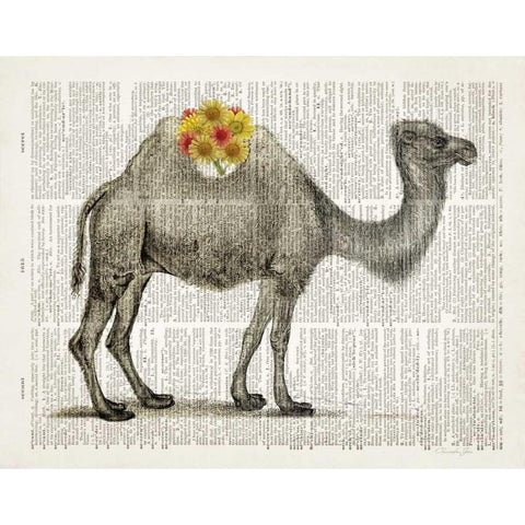 Flower Back Camel Black Modern Wood Framed Art Print by James, Christopher