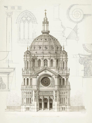 Rose Window Gothic Black Ornate Wood Framed Art Print with Double Matting by James, Christopher