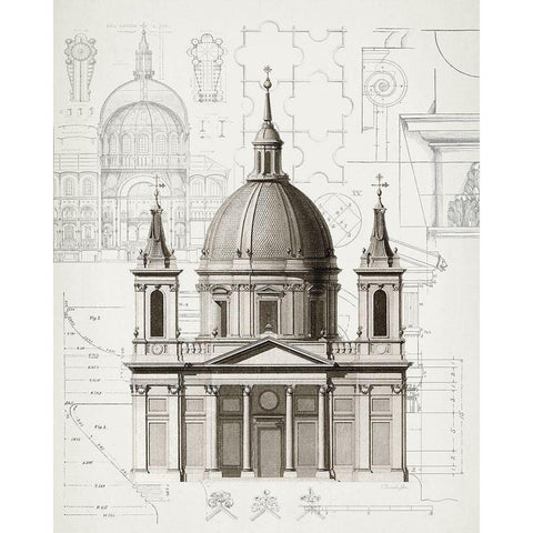 Classic Architecture 1 White Modern Wood Framed Art Print by James, Christopher