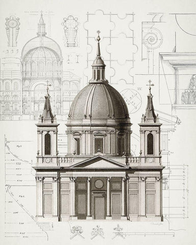 Classic Architecture 1 Black Ornate Wood Framed Art Print with Double Matting by James, Christopher