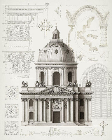 Classic Architecture 2 Black Ornate Wood Framed Art Print with Double Matting by James, Christopher