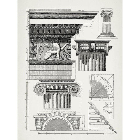 Column Details 1 Gold Ornate Wood Framed Art Print with Double Matting by James, Christopher