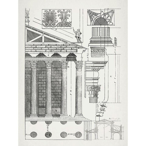 Column Details 2 Black Modern Wood Framed Art Print with Double Matting by James, Christopher