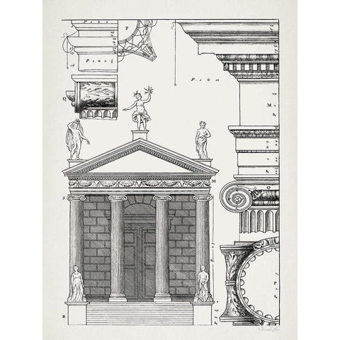 Classical Plans 1 Black Modern Wood Framed Art Print with Double Matting by James, Christopher