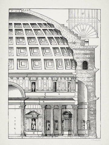 Classical Plans 2 Black Ornate Wood Framed Art Print with Double Matting by James, Christopher