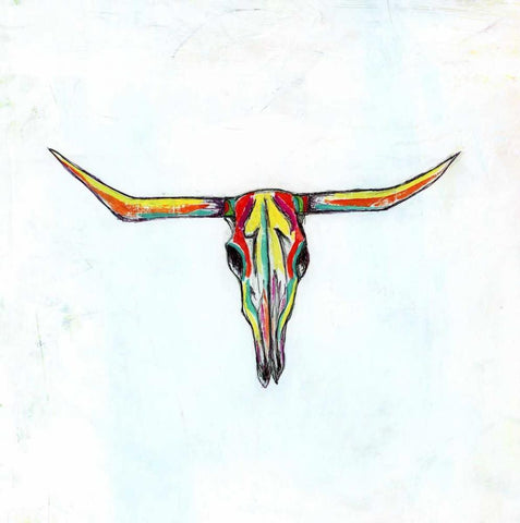 Cow Skull White Modern Wood Framed Art Print with Double Matting by Buddenhaugen, Sophia