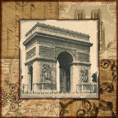 Paris Arch Black Ornate Wood Framed Art Print with Double Matting by Studio Voltaire