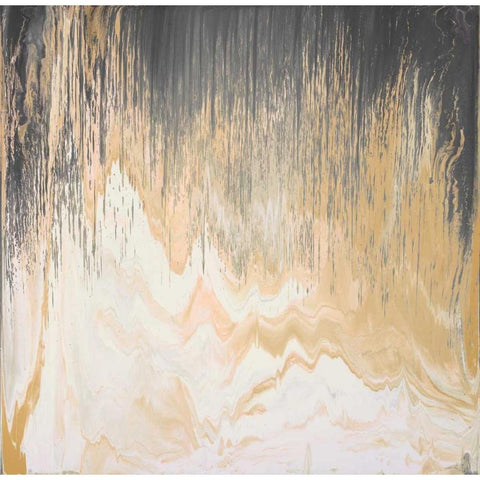 Abstracted Chevron Yellow Gold Ornate Wood Framed Art Print with Double Matting by Bering, Blakely