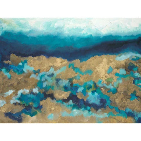 Shades of Blue Black Modern Wood Framed Art Print with Double Matting by Hutton