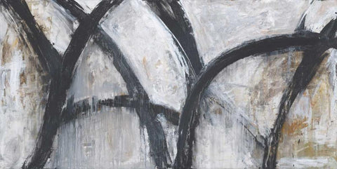 ABSTRACT STROKES White Modern Wood Framed Art Print with Double Matting by Hutton