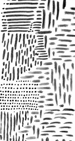 Black and White Marking 1 Black Ornate Wood Framed Art Print with Double Matting by Hutton