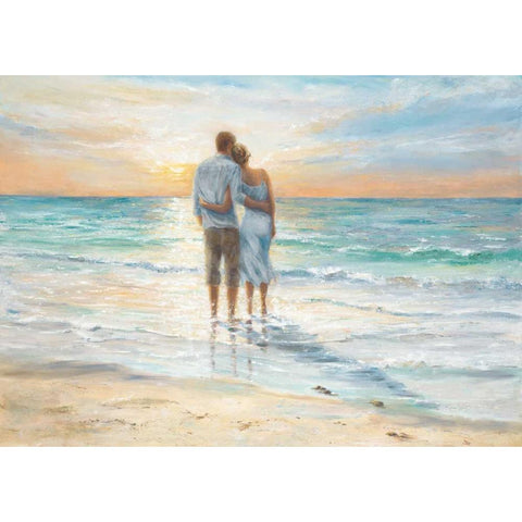 Seaside Sunset Black Modern Wood Framed Art Print by Wallis, Karen