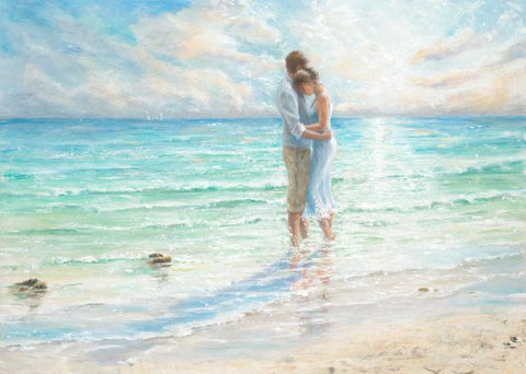 Seaside Embrace White Modern Wood Framed Art Print with Double Matting by Wallis, Karen