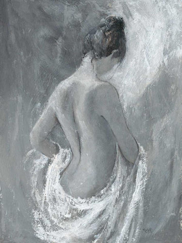 Draped Figure 1 Black Ornate Wood Framed Art Print with Double Matting by Wallis, Karen