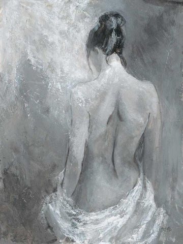 Draped Figure 2 White Modern Wood Framed Art Print with Double Matting by Wallis, Karen