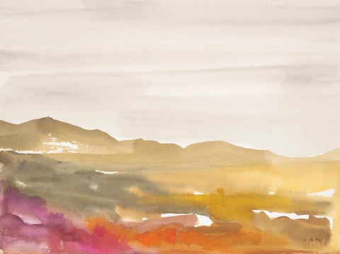 Hillside View White Modern Wood Framed Art Print with Double Matting by Swartz, Megan