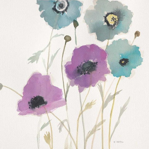 Pastel Garden II Black Modern Wood Framed Art Print with Double Matting by Swartz, Megan