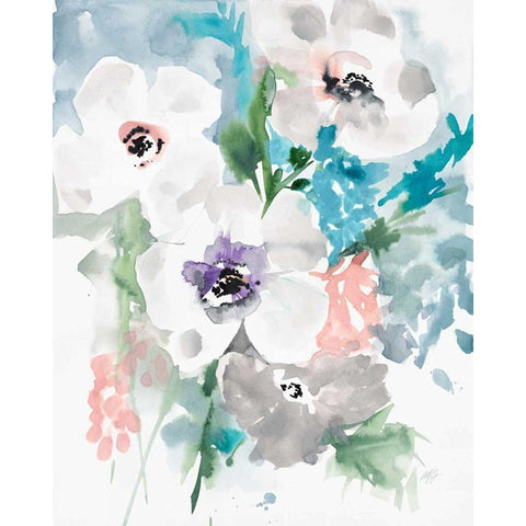 Bright Bouquet 1 White Modern Wood Framed Art Print by Swartz, Megan