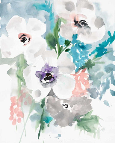Bright Bouquet 1 White Modern Wood Framed Art Print with Double Matting by Swartz, Megan