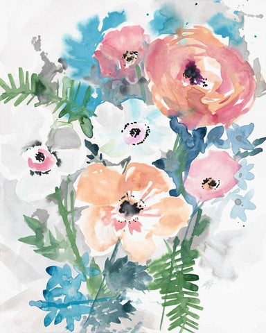 Bright Bouquet 3 Black Ornate Wood Framed Art Print with Double Matting by Swartz, Megan