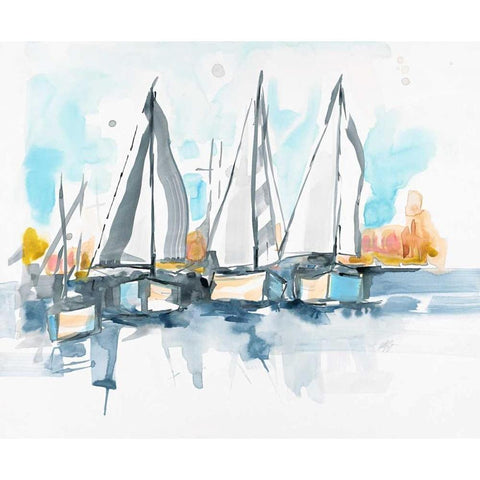 Setting Sail Black Modern Wood Framed Art Print by Swartz, Megan