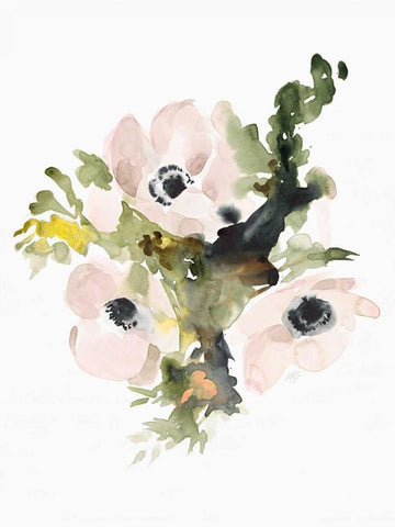 Winter Bouquet 1 White Modern Wood Framed Art Print with Double Matting by Swartz, Megan