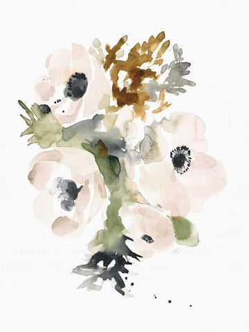 Winter Bouquet 2 White Modern Wood Framed Art Print with Double Matting by Swartz, Megan