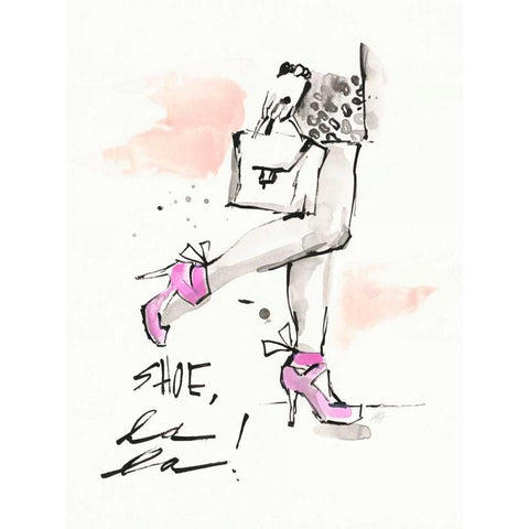 Shoes la la Black Modern Wood Framed Art Print by Swartz, Megan