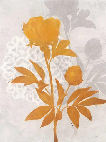 Amber Peony 2 Black Ornate Wood Framed Art Print with Double Matting by Stoyanov, Ivo