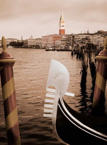 Grand Canal Gondola White Modern Wood Framed Art Print with Double Matting by Greenwood, Michael