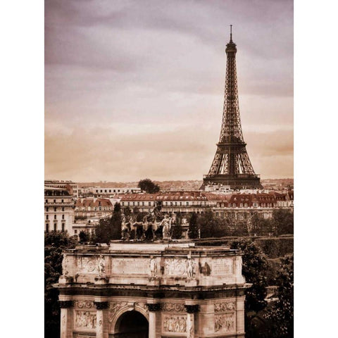 Paris Vista Black Modern Wood Framed Art Print with Double Matting by Greenwood, Michael