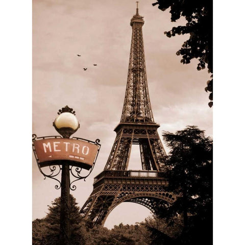 Tour Eiffel Metro White Modern Wood Framed Art Print by Greenwood, Michael