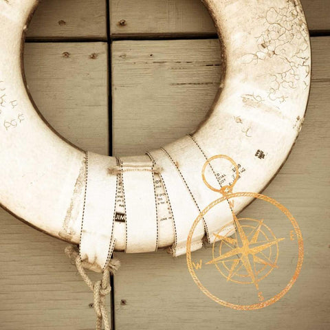 Lifesaver White Modern Wood Framed Art Print with Double Matting by Semenza, Marlana