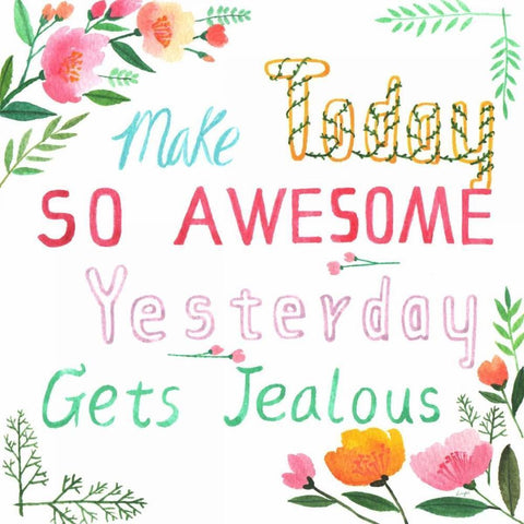 Make Today Awesome Black Ornate Wood Framed Art Print with Double Matting by Lings Workshop